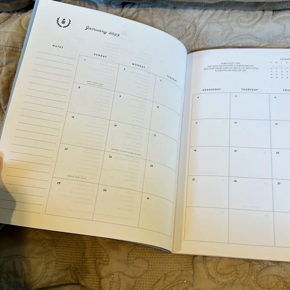 2023 Simplified monthly planner: Sage Silk Scarf